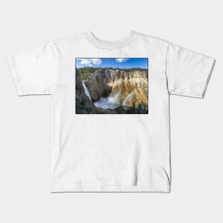 Wyoming State Outline (Lower Yellowstone Falls) Kids T-Shirt